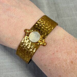 Elenika "Meryana" 24K Gold Plated Cuff Bracelet with Moonstone